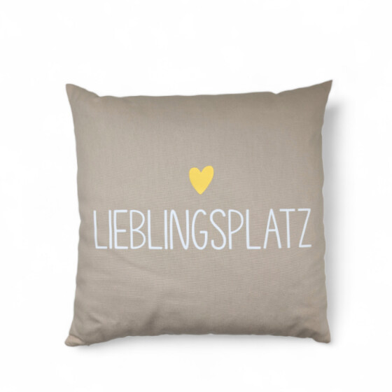 Zirbenholz-Hirseschalen-Kissen mit Aufdruck "Lieblingsplatz" 40 x 40 cm, verschiedene Varianten